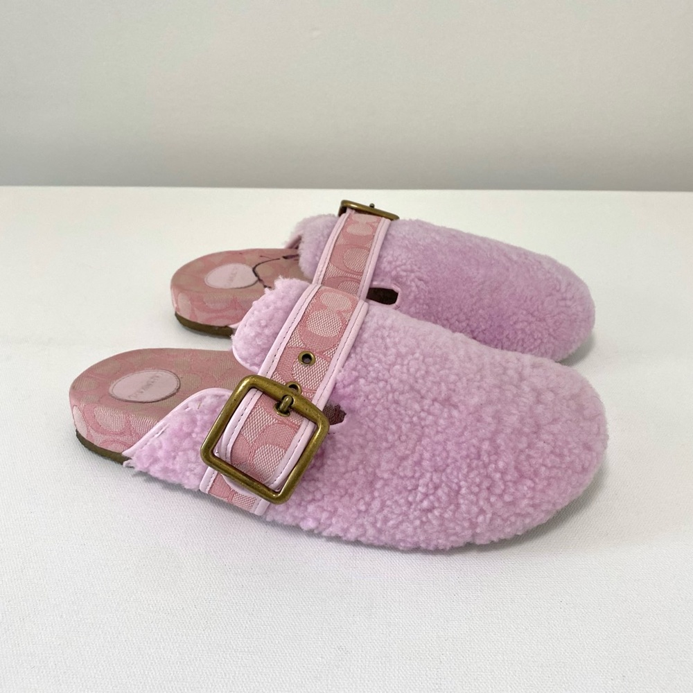 Coach Pink Shearling Slip-On Shoes - Picture 6 of 15